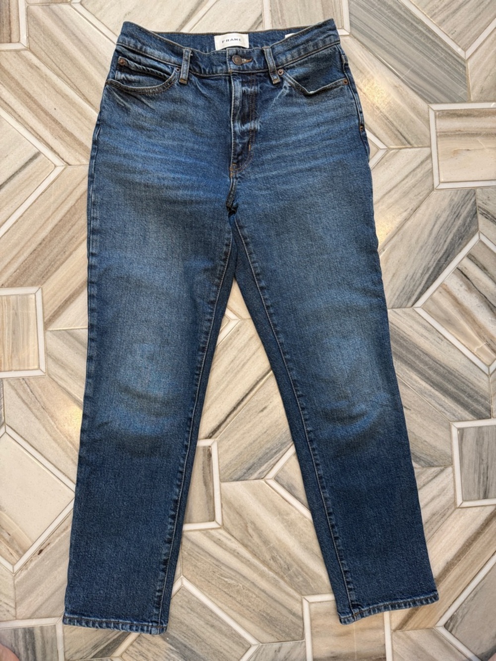 Frame The Borrowed high rise ankle slim crop jeans